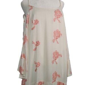 Altar's State Cold Shoulder Long Sleeve Cream & Pink Design Mini Dress - Size S